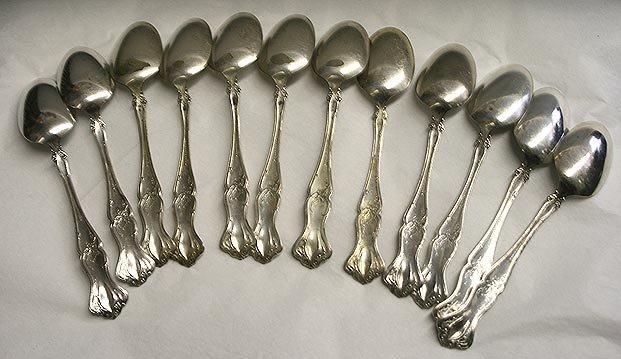Vintage Oval Soup Spoons 12 Rogers Bros. Grape design