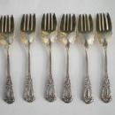 Iris salad forks 6 Durgin sterling silver gold washed bowl