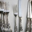 Iris salad forks 6 Durgin sterling silver gold washed bowl
