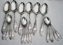 W & H Trifle Dessert Service Sterling silver Bright cut engraved