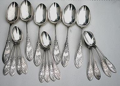 W & H Trifle Dessert Service Sterling silver Bright cut engraved