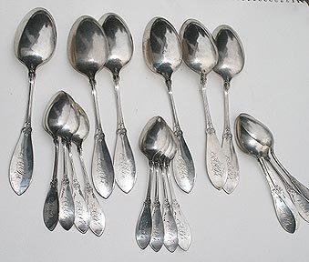 W & H Trifle Dessert Service Sterling silver Bright cut engraved