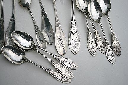 W & H Trifle Dessert Service Sterling silver Bright cut engraved