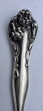 Stratford INT (S H M ) Olive fork Carnation Sterling silver Long handle Floral