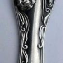 Stratford INT (S H M ) Olive fork Carnation Sterling silver Long handle Floral