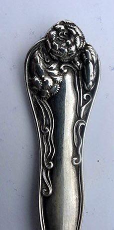 Stratford Olive Spoon Carnation Sterling silver Long handle Floral