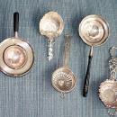 Tea Strainer Sterling Pierced handle fluted bowl