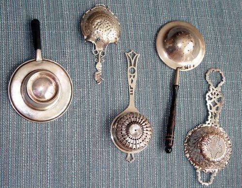 Tea Strainer Sterling silver bowl wooden handle