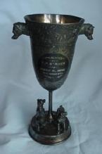 Trophy silverplate figural dogs fine detail