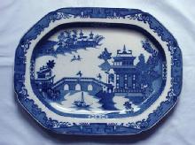 Platter Willow pattern unmarked soft paste 1840