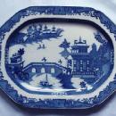 Platter Willow pattern unmarked soft paste 1840
