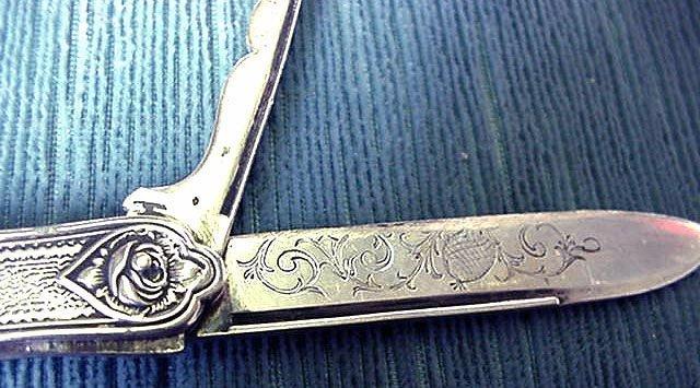 Medallion pocket knife coin or sterling silver