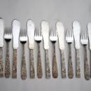 Repousse Kirk Fish Forks and Knives 8 sterling