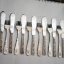 Repousse Kirk Fish Forks and Knives 8 sterling