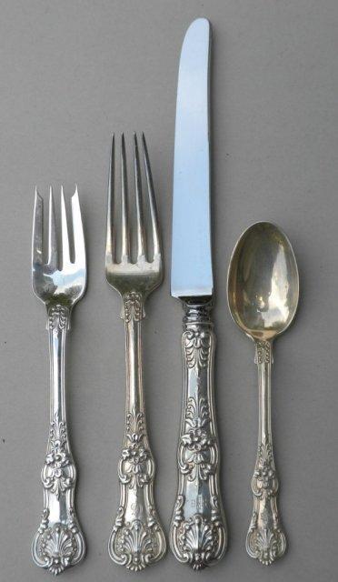 English King Tiffany Sterling 4 Dinner place settings old heavy
