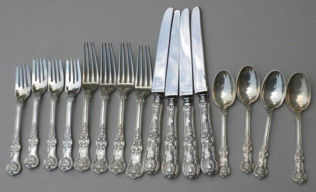 English King Tiffany Sterling 4 Dinner place settings old heavy