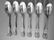 English King Tiffany Sterling 6 oval soup spoons old heavy