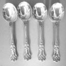 English King Tiffany Sterling 4 cream soup spoons old heavy