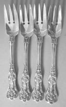 English King Tiffany Sterling 4 salad or fish forks old heavy
