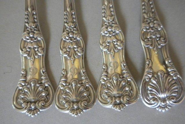 English King Tiffany Sterling 4 salad or fish forks old heavy