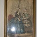 hoop skirts drawing of 2 women hand painted picture