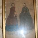 hoop skirts drawing of 2 women hand painted picture