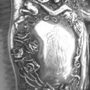 Figural woman with cherub baby roses brush set