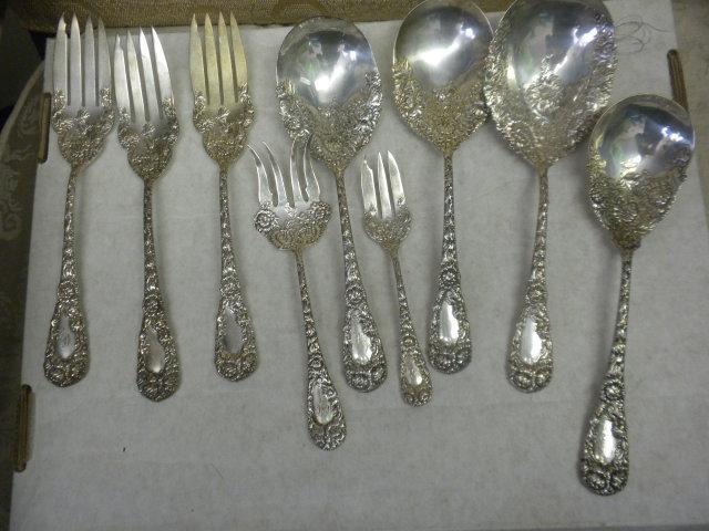 Chrysanthemum Durgin Meat Fork silver flatware