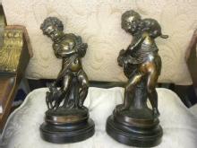 Bronze figures pair