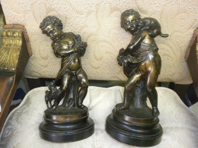 Bronze figures pair