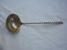 Square Twist fluted gold washed soup ladle sterling silver