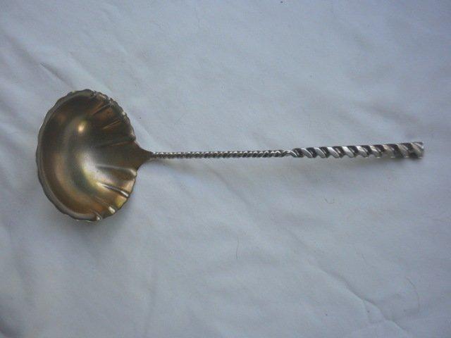 Square Twist fluted gold washed soup ladle sterling silver
