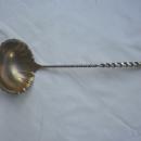 Square Twist fluted gold washed soup ladle sterling silver
