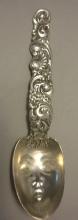 Scroll Whiting Serving Spoon face in bowl sterling silver