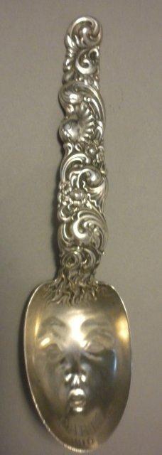 Scroll Whiting Serving Spoon face in bowl sterling silver