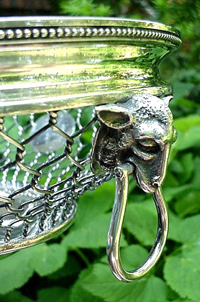 William Gale &Sons wire work Goat / ring handles centerpiece