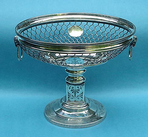William Gale &Sons wire work Goat / ring handles centerpiece