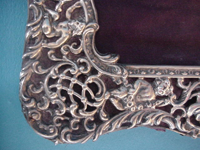 Ornate Cherubs Figural Frame Sterling Silver