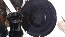 black amethyst glass vase greek key design