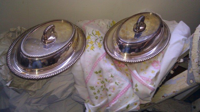 Covered Vegetable Servers silverplate gadroon edge covered