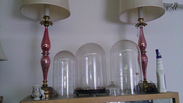 French crackle ornament lamps Pink mercury glass