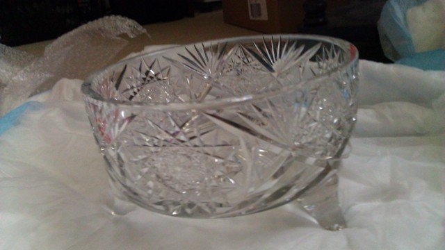 cut glass footed bowl