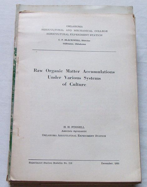 Oklahoma Agriculture- Organic Matter Accumulations,1933