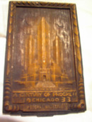1933WOOD WALL HANGING OF CHICAGO FEDERAL BULI