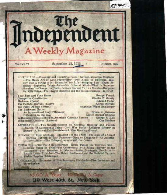 The Independent, a weekly magazine 9/25/1913