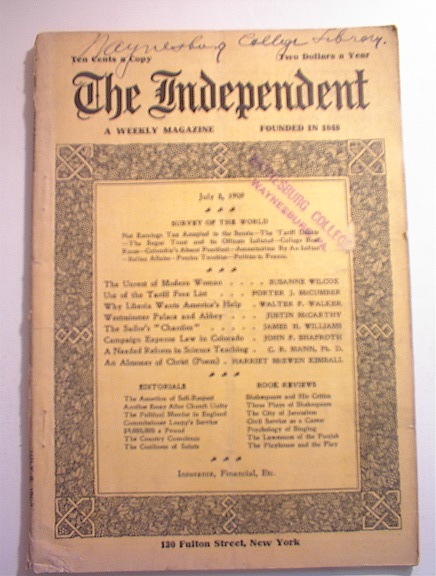 The Independent,7/8/1909,The Tariff Debate