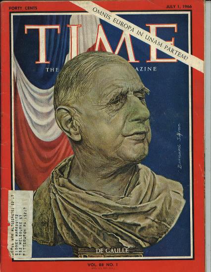 TIME, France's Pres.Charles De Gaulle, 7/1/66