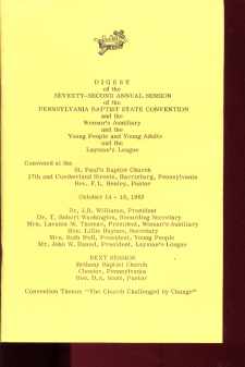 Digest 72nd Session PA Baptist Conven 1963