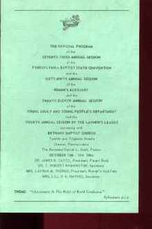 Program 73rd PA Baptist State Convention 1964