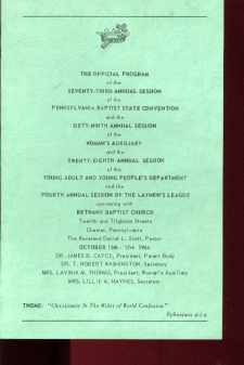 Program 73rd PA Baptist State Convention 1964